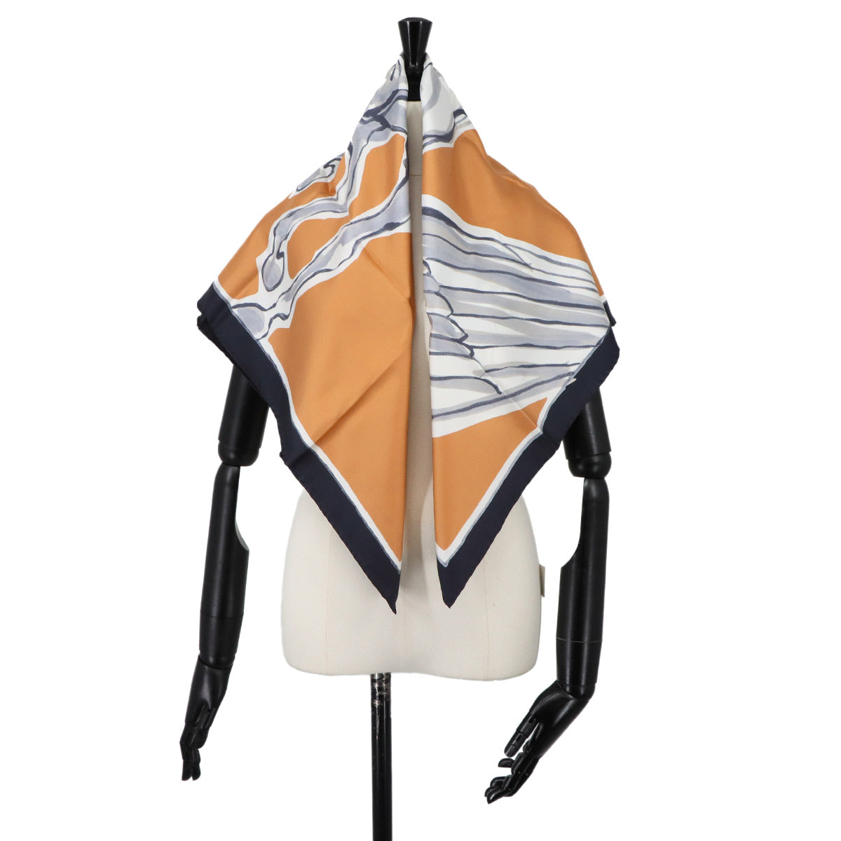 Carre 90 Scarf Libre Comme Pegase Silk Caramel Black Anthracite