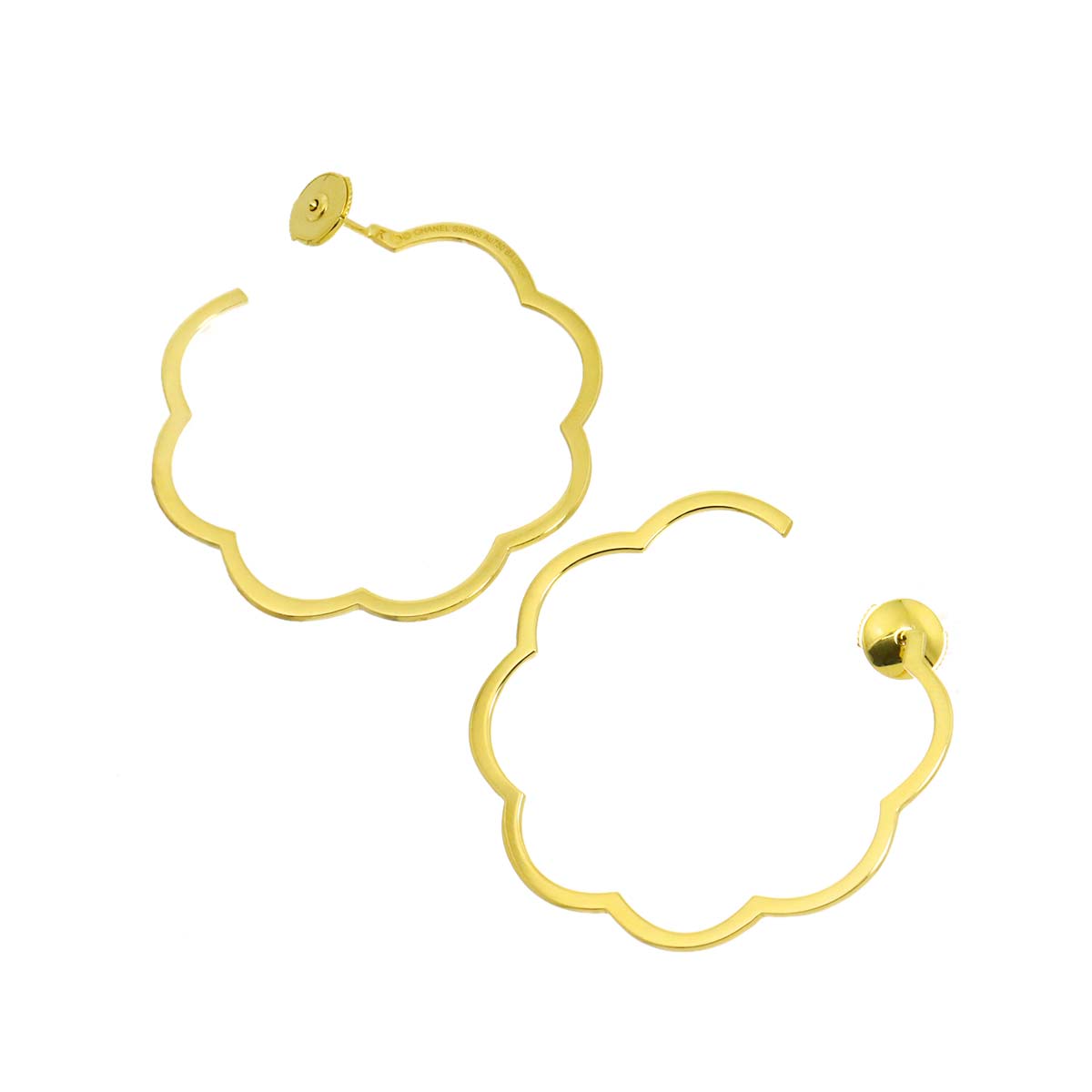 Camelia Hoop Earrings Pierced 18K Yellow Gold 750
