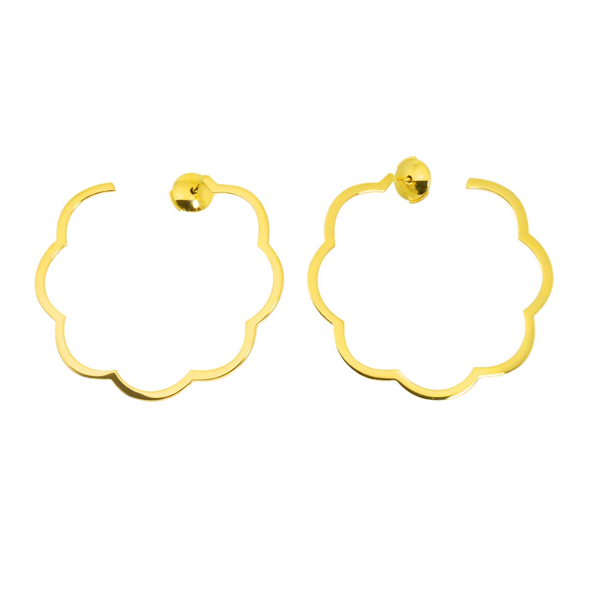 Camelia Hoop Earrings Pierced 18K Yellow Gold 750