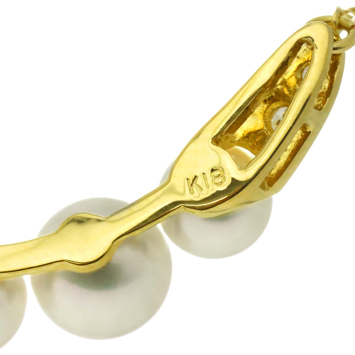 Akoya Pearl 6.0-4.8mm Diamond Necklace 18K YG 750