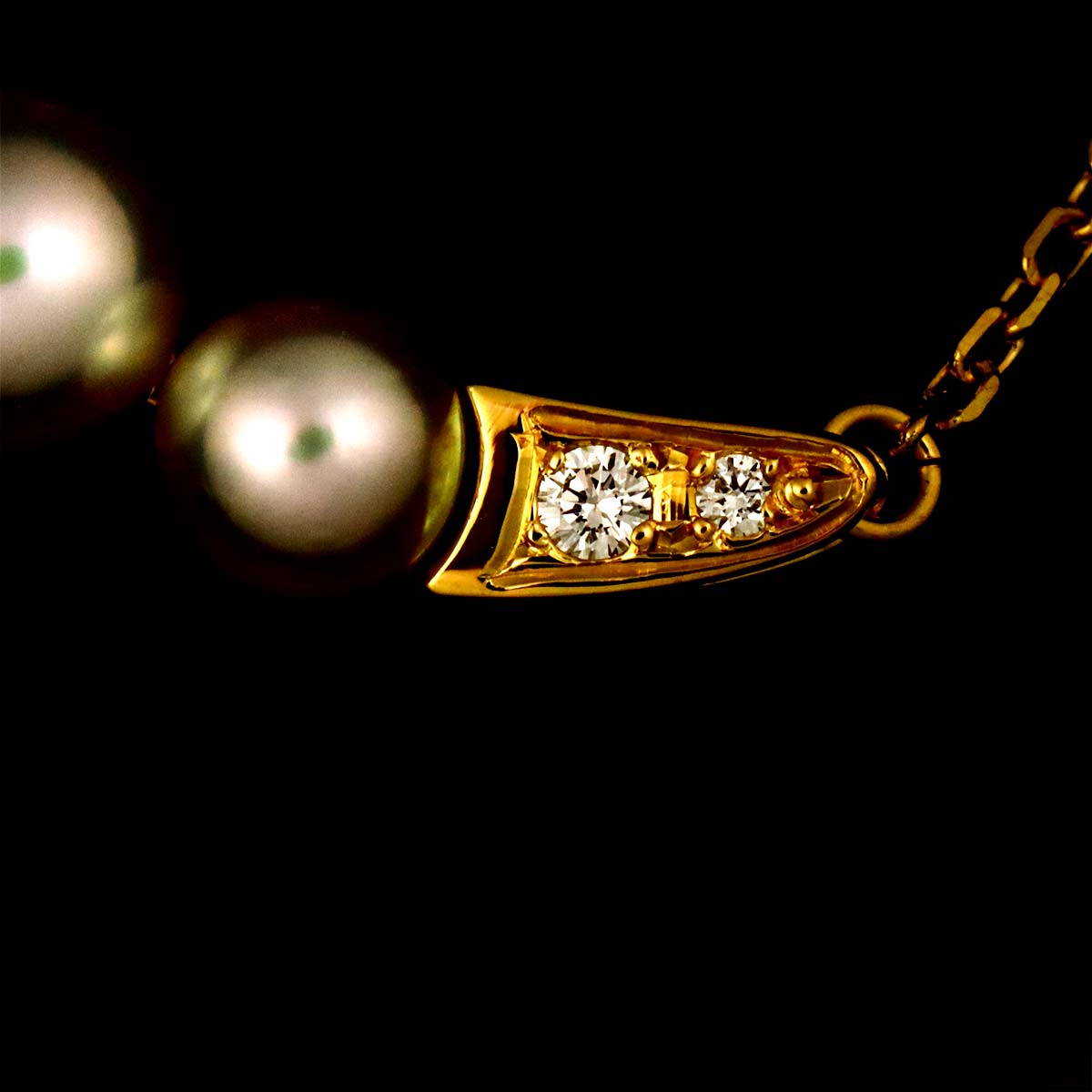Akoya Pearl 6.0-4.8mm Diamond Necklace 18K YG 750