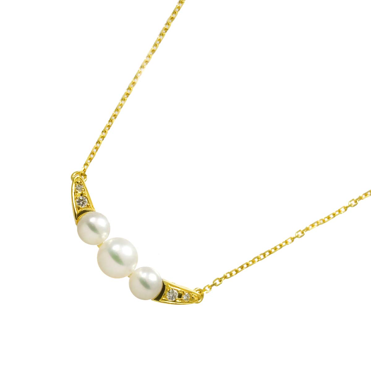 Akoya Pearl 6.0-4.8mm Diamond Necklace 18K YG 750