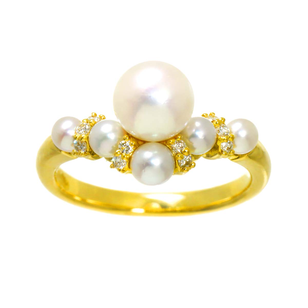 Akoya Pearl Diamond 0.08ct Ring K18 size5.5-5.75(US)