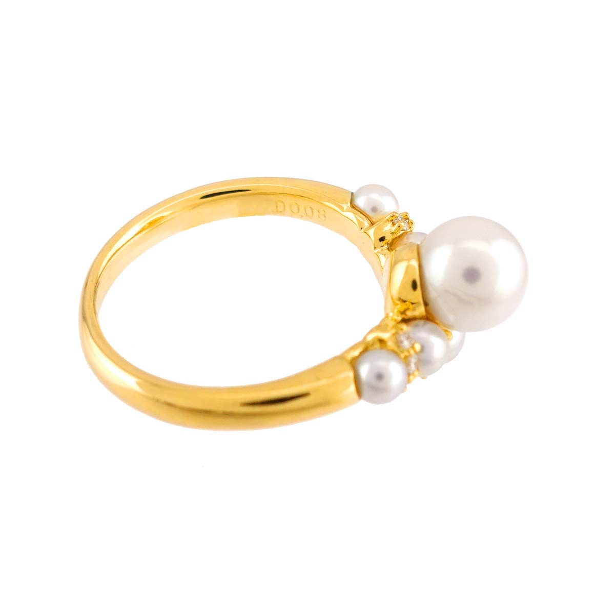 Akoya Pearl Diamond 0.08ct Ring K18 size5.5-5.75(US)