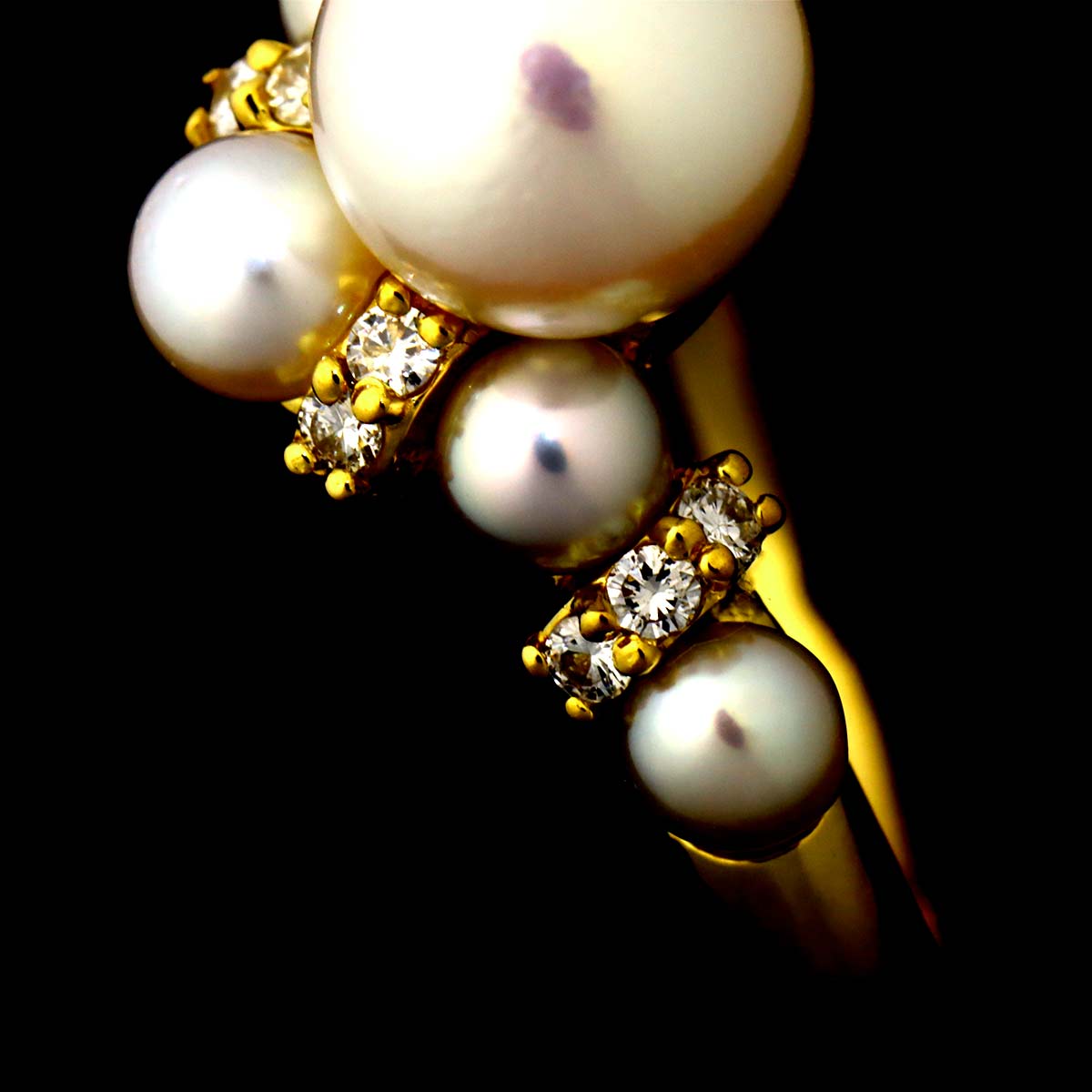Akoya Pearl Diamond 0.08ct Ring K18 size5.5-5.75(US)