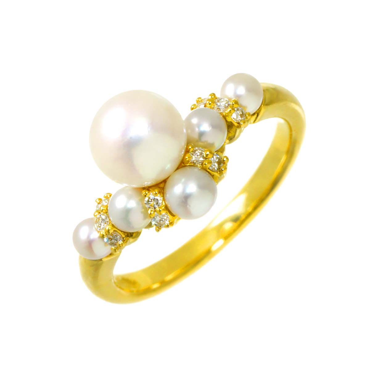 Akoya Pearl Diamond 0.08ct Ring K18 size5.5-5.75(US)