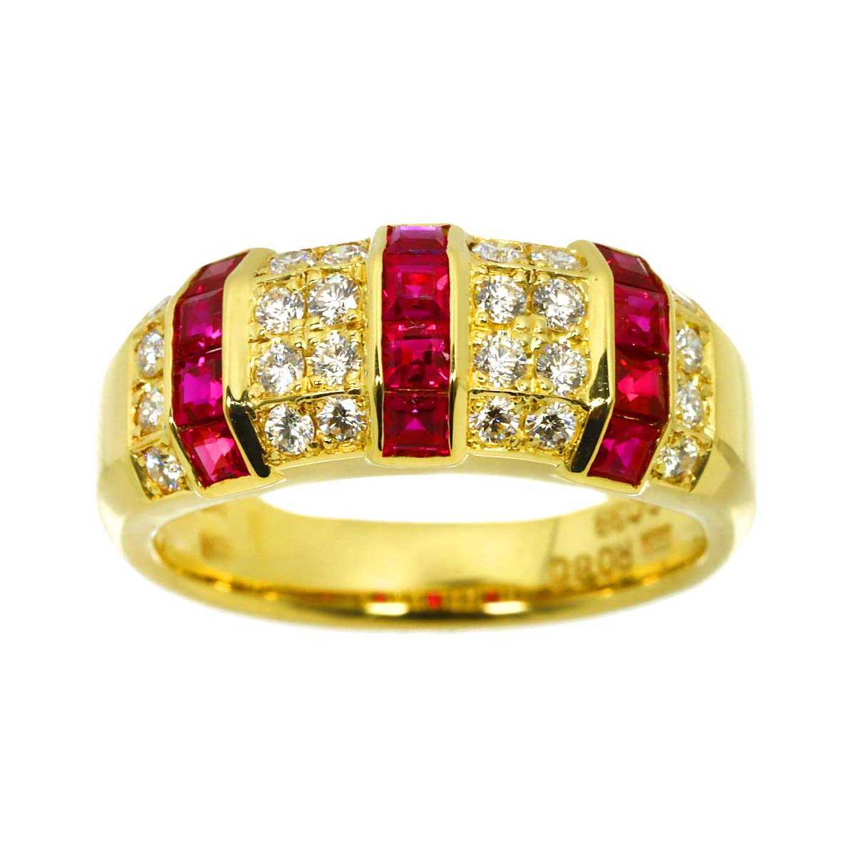 Ruby 0.80ct Diamond 0.38ct Ring 18K YG 750 Size6.25-6.5(US)