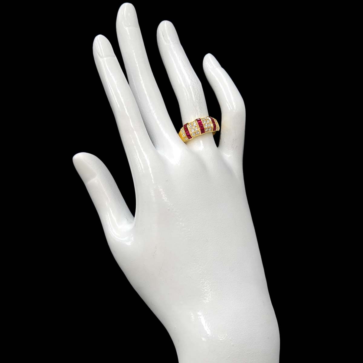Ruby 0.80ct Diamond 0.38ct Ring 18K YG 750 Size6.25-6.5(US)