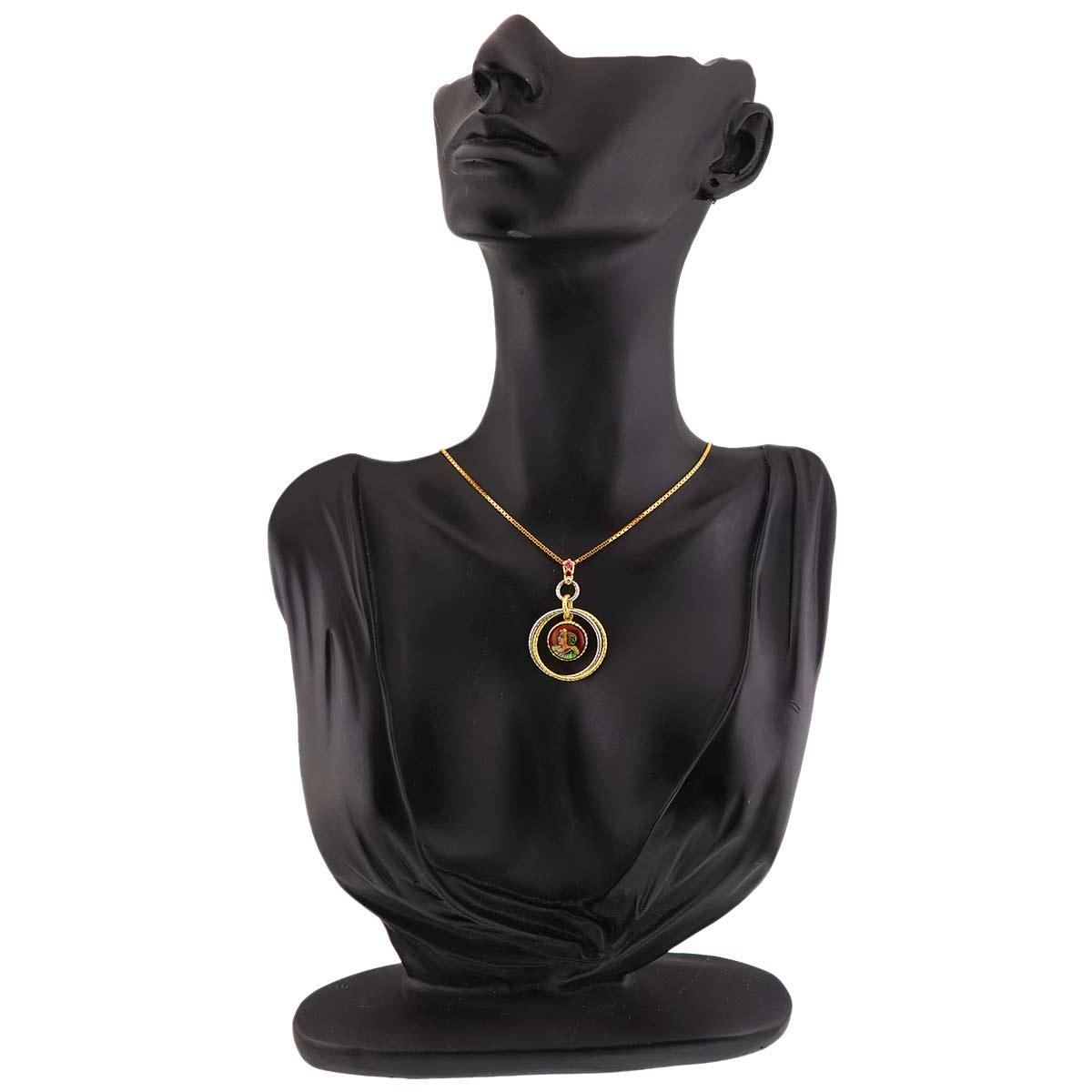 Diamond 0.02ct Ruby Sapphire Necklace 18K YG WG 750