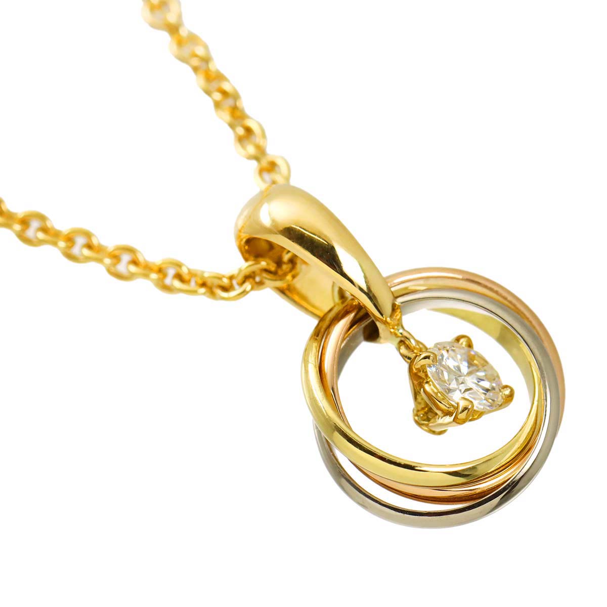Trinity Diamond Necklace 18K YG WG PG 750