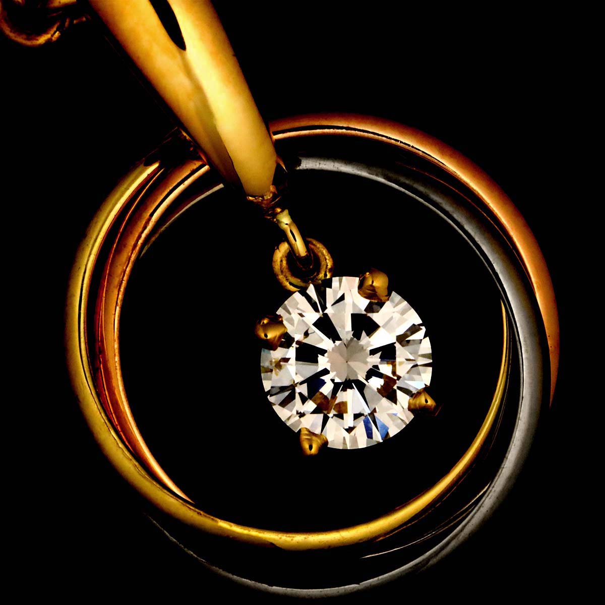 Trinity Diamond Necklace 18K YG WG PG 750