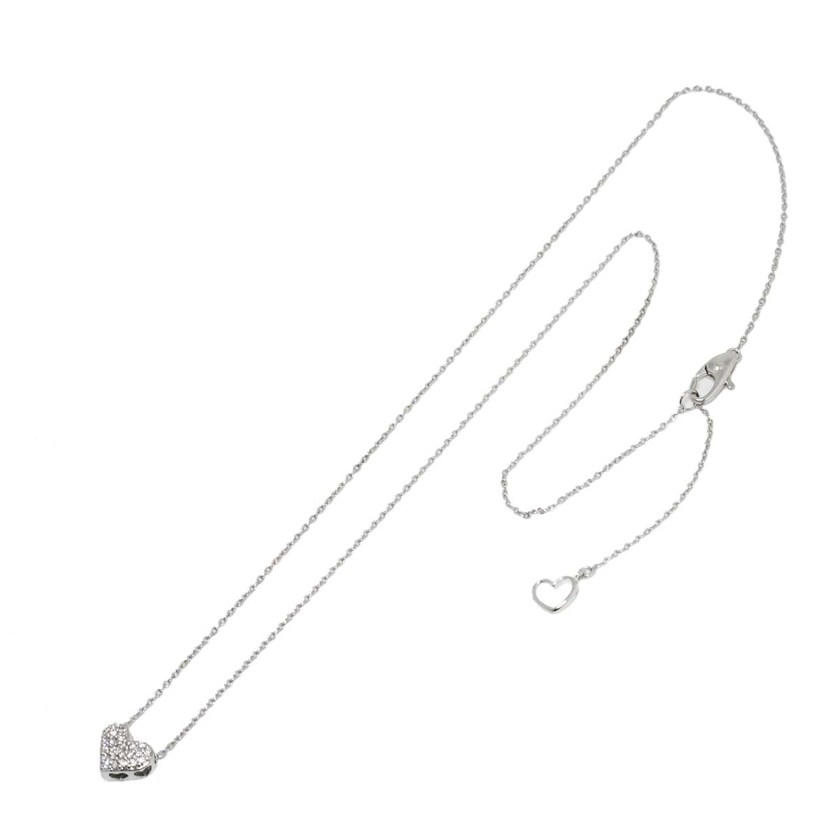 Heart Motif Diamond 0.10ct Necklace 18K White Gold 750