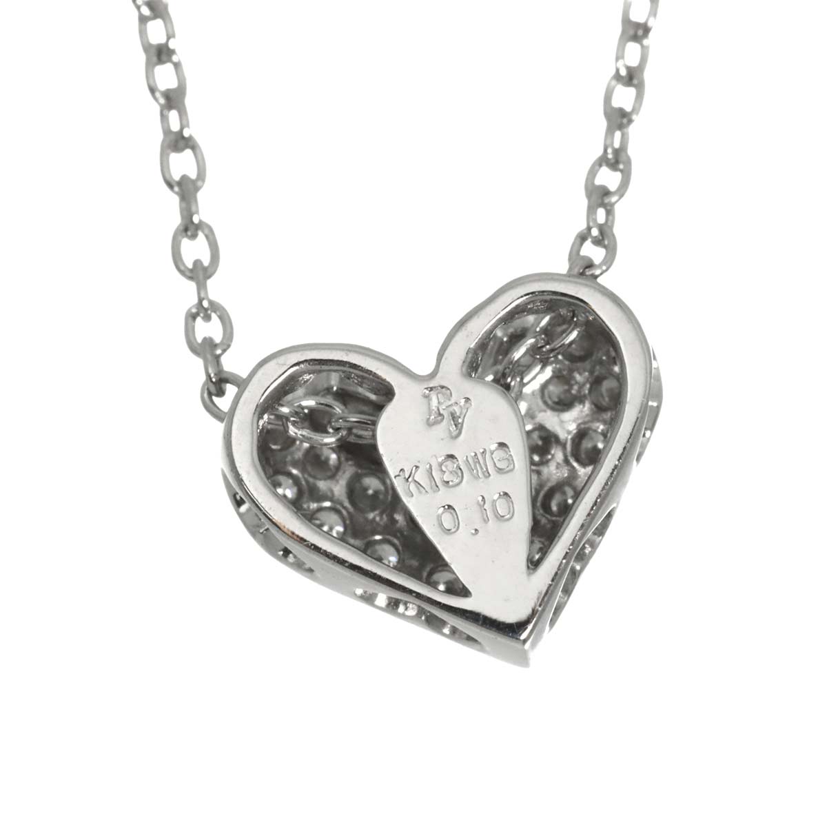 Heart Motif Diamond 0.10ct Necklace 18K White Gold 750