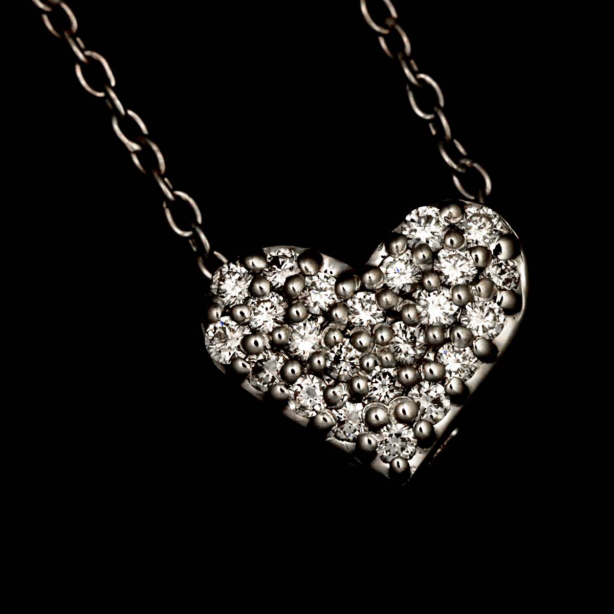 Heart Motif Diamond 0.10ct Necklace 18K White Gold 750