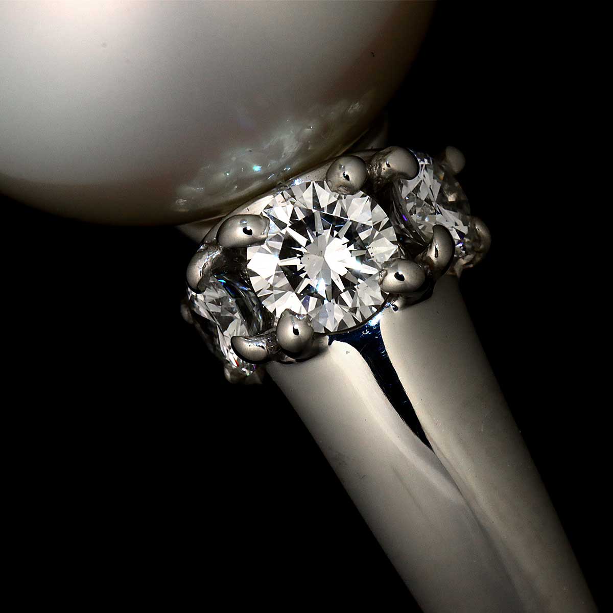 South Sea pearl 13.6mm Diamond 0.55ct Ring Pt size8-8.25(US)