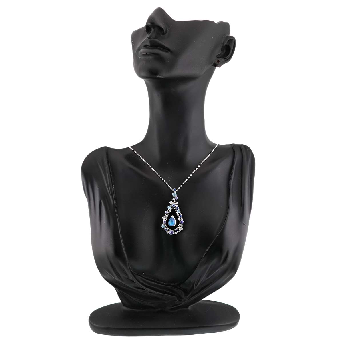 MoonStone 2.97ct Diamond 0.19ct Necklace 18K WG 750