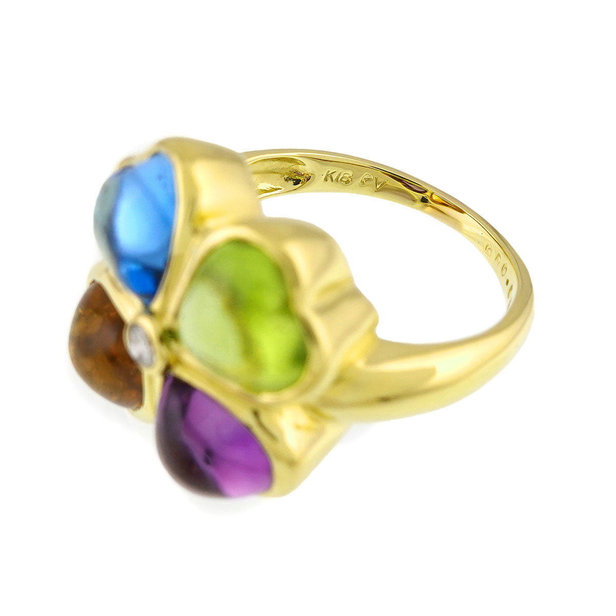 Multi Stone Diamond 0.055ct Ring 18K YG 750 Size5.25(US)