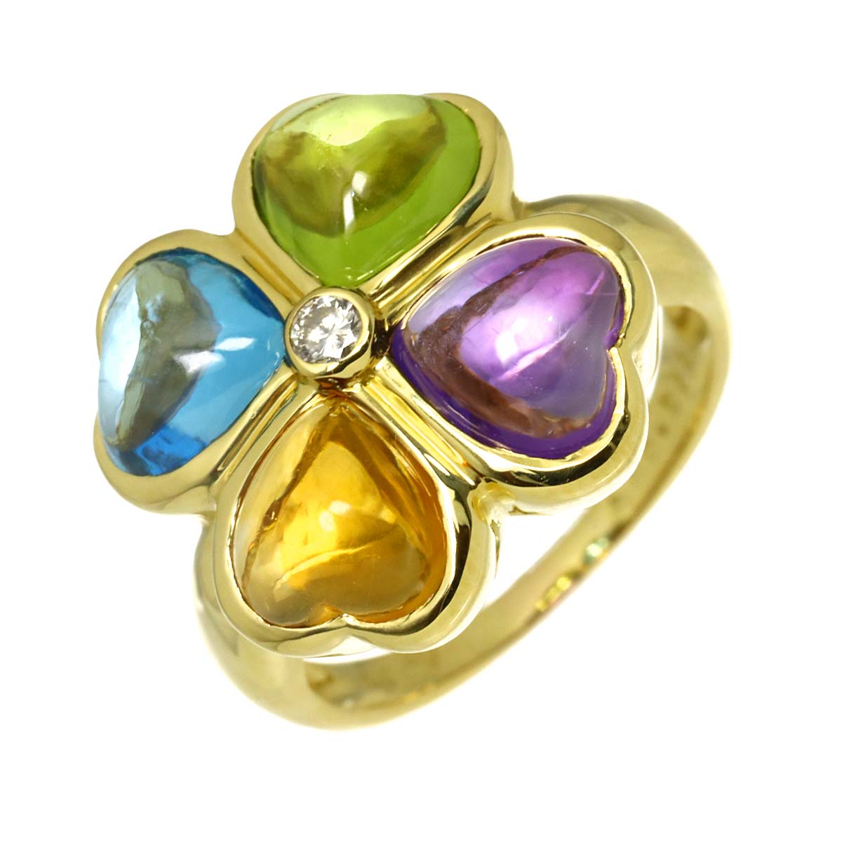 Multi Stone Diamond 0.055ct Ring 18K YG 750 Size5.25(US)