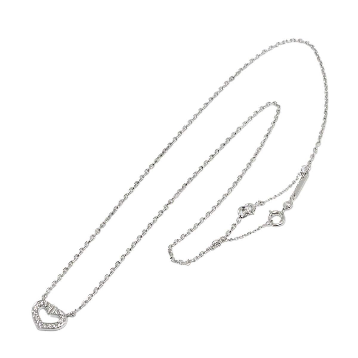 C Heart Diamond Necklace 18K White Gold 750