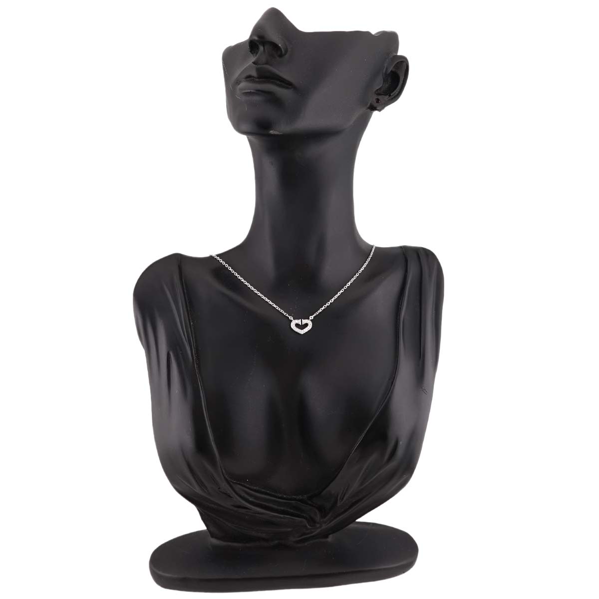 C Heart Diamond Necklace 18K White Gold 750