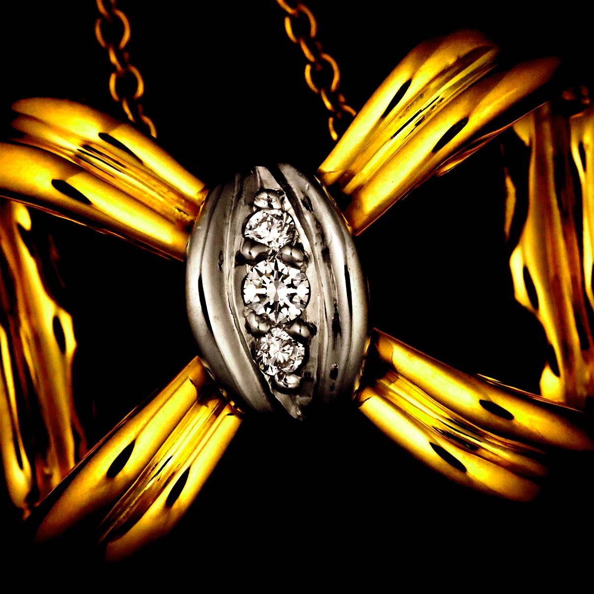 Diamond Necklace K18 YG 750 Pt