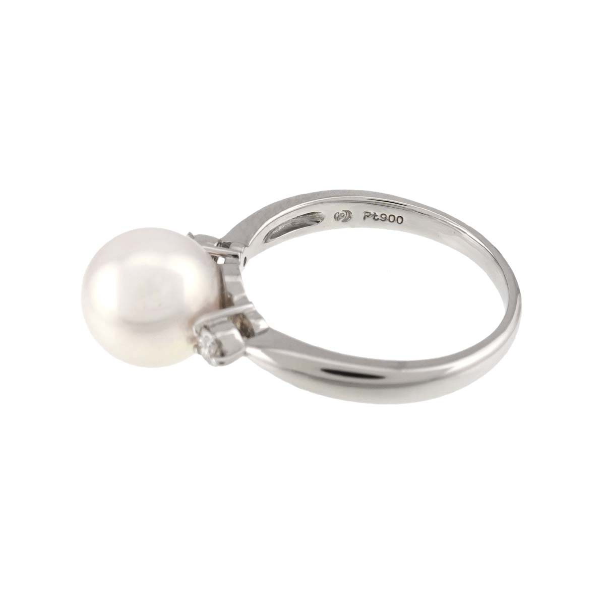 Akoya Pearl 9.0mm Diamond 0.12ct Ring Pt size7.25(US)