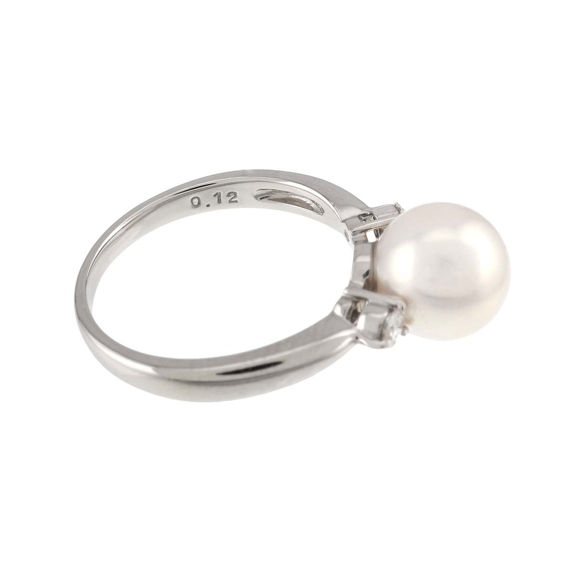 Akoya Pearl 9.0mm Diamond 0.12ct Ring Pt size7.25(US)