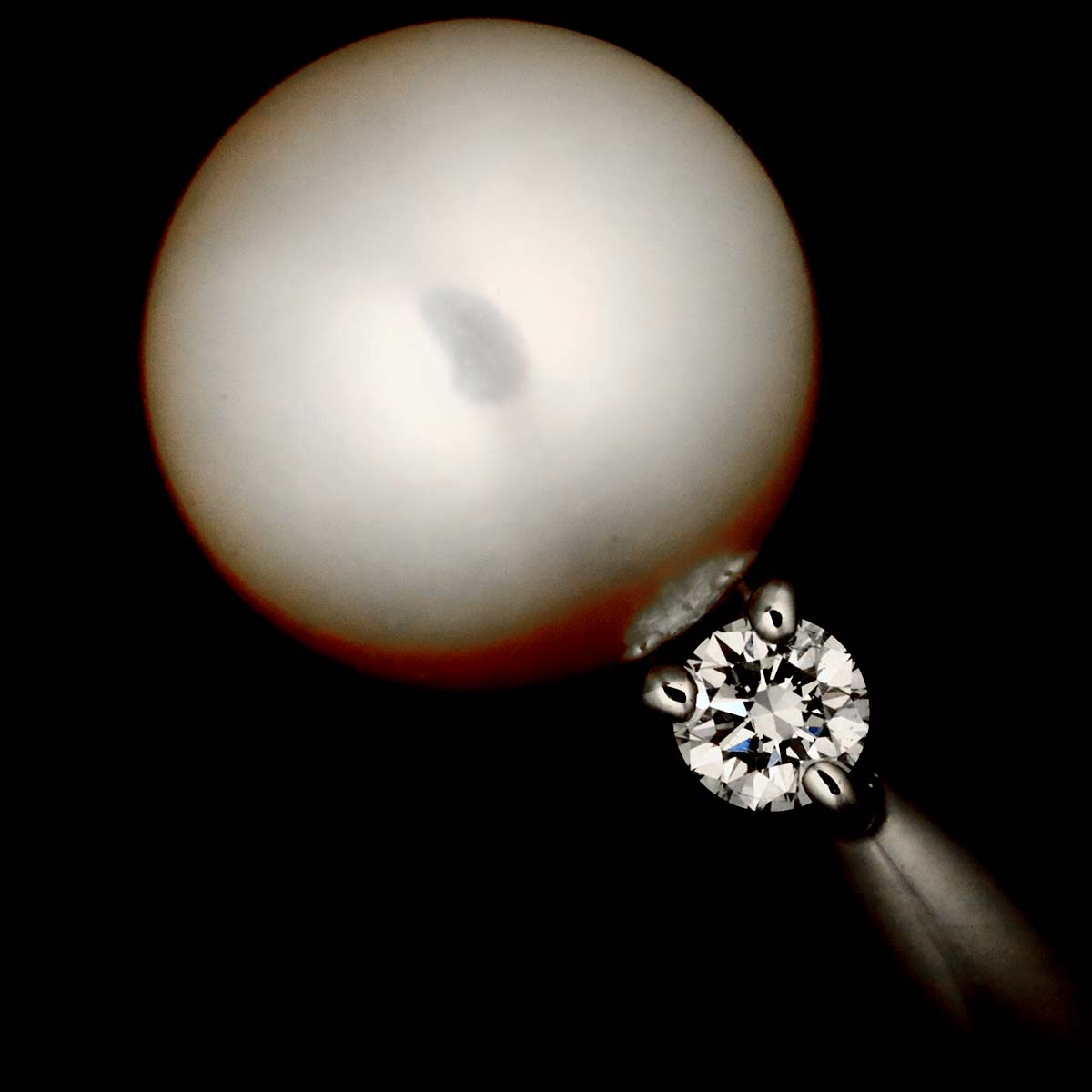 Akoya Pearl 9.0mm Diamond 0.12ct Ring Pt size7.25(US)