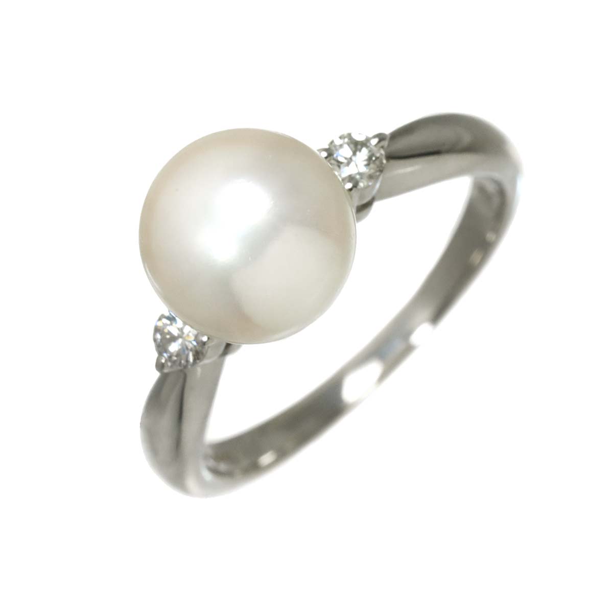 Akoya Pearl 9.0mm Diamond 0.12ct Ring Pt size7.25(US)