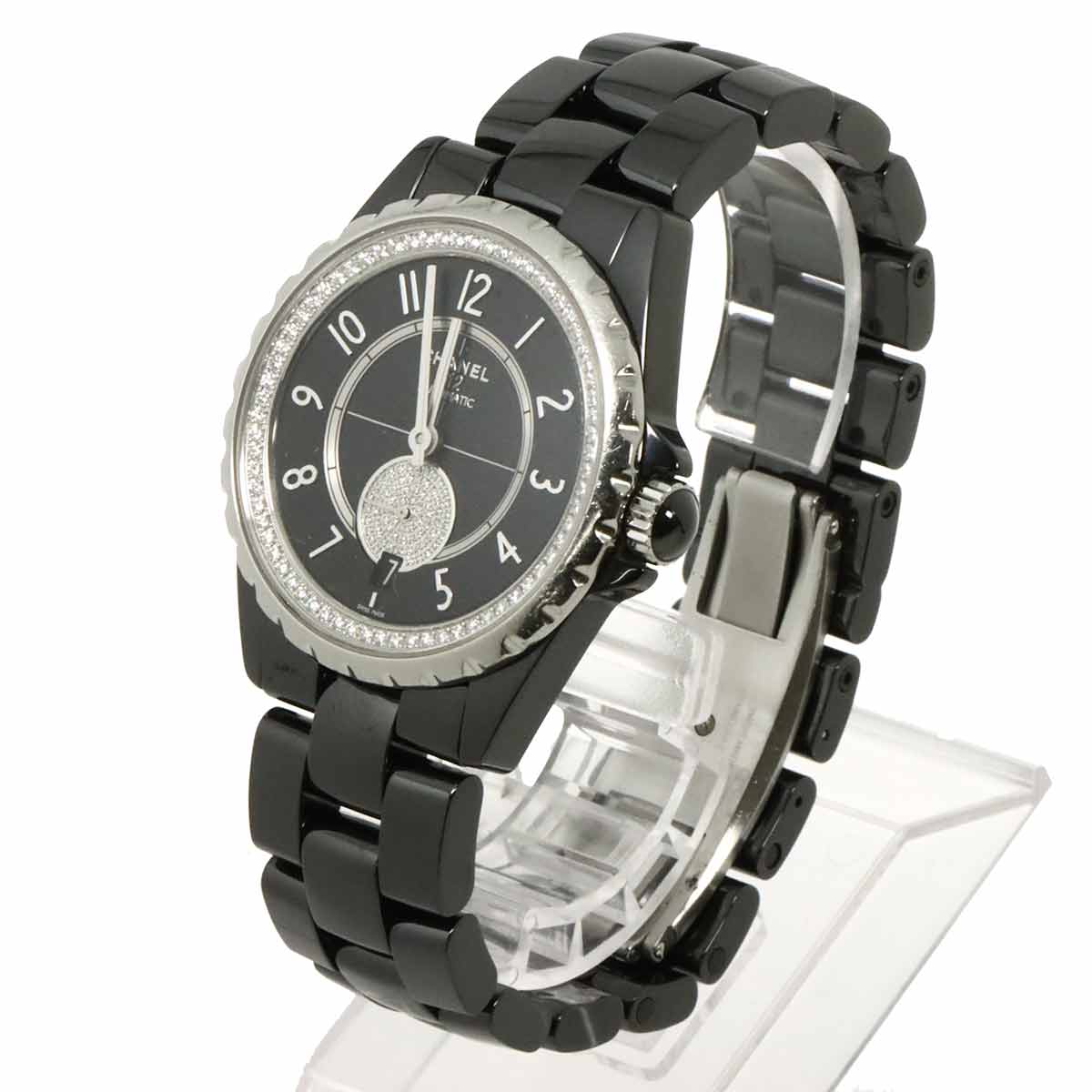 J12 365 H3840 Date Automatic Diamosd Black Dial Mens Watch