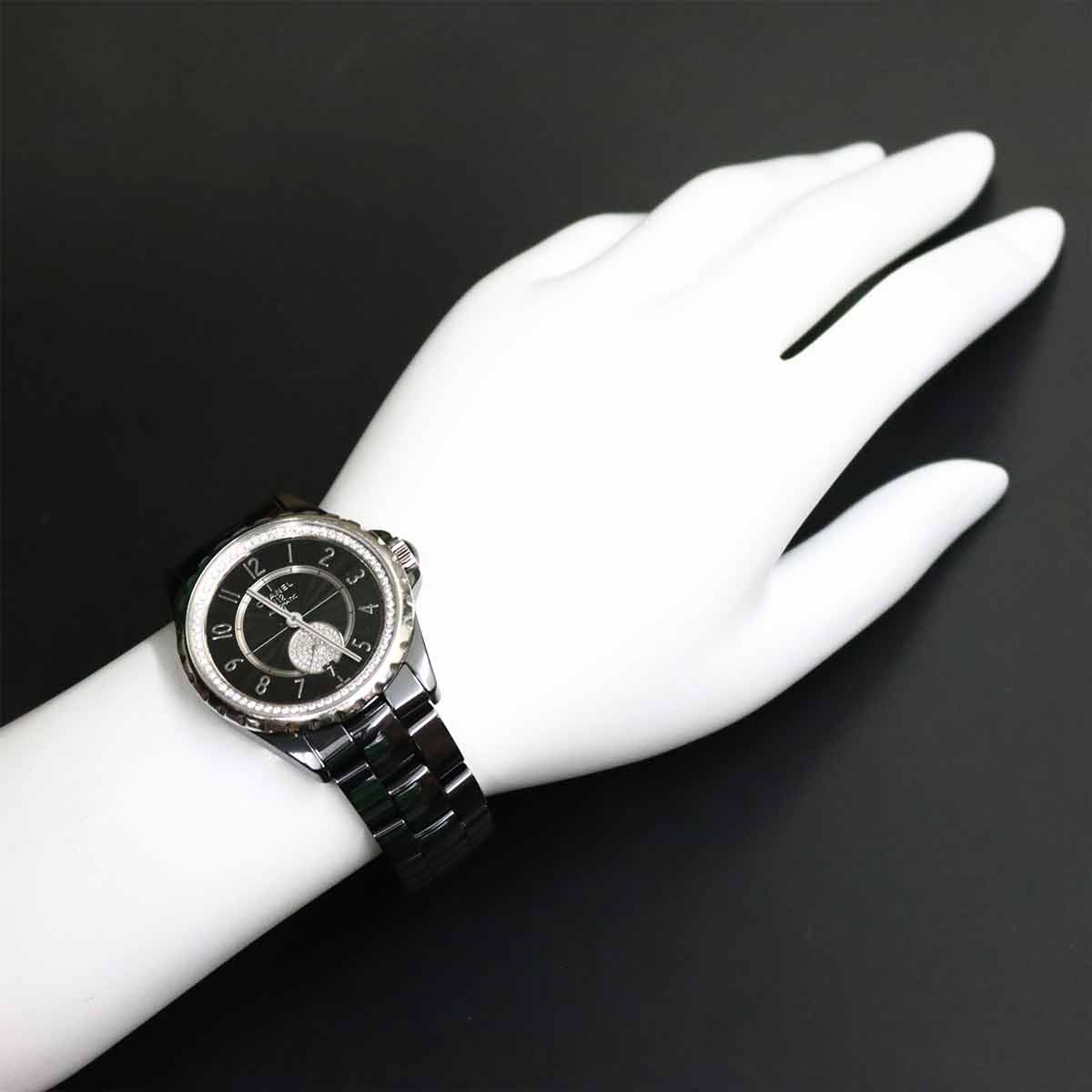 J12 365 H3840 Date Automatic Diamosd Black Dial Mens Watch