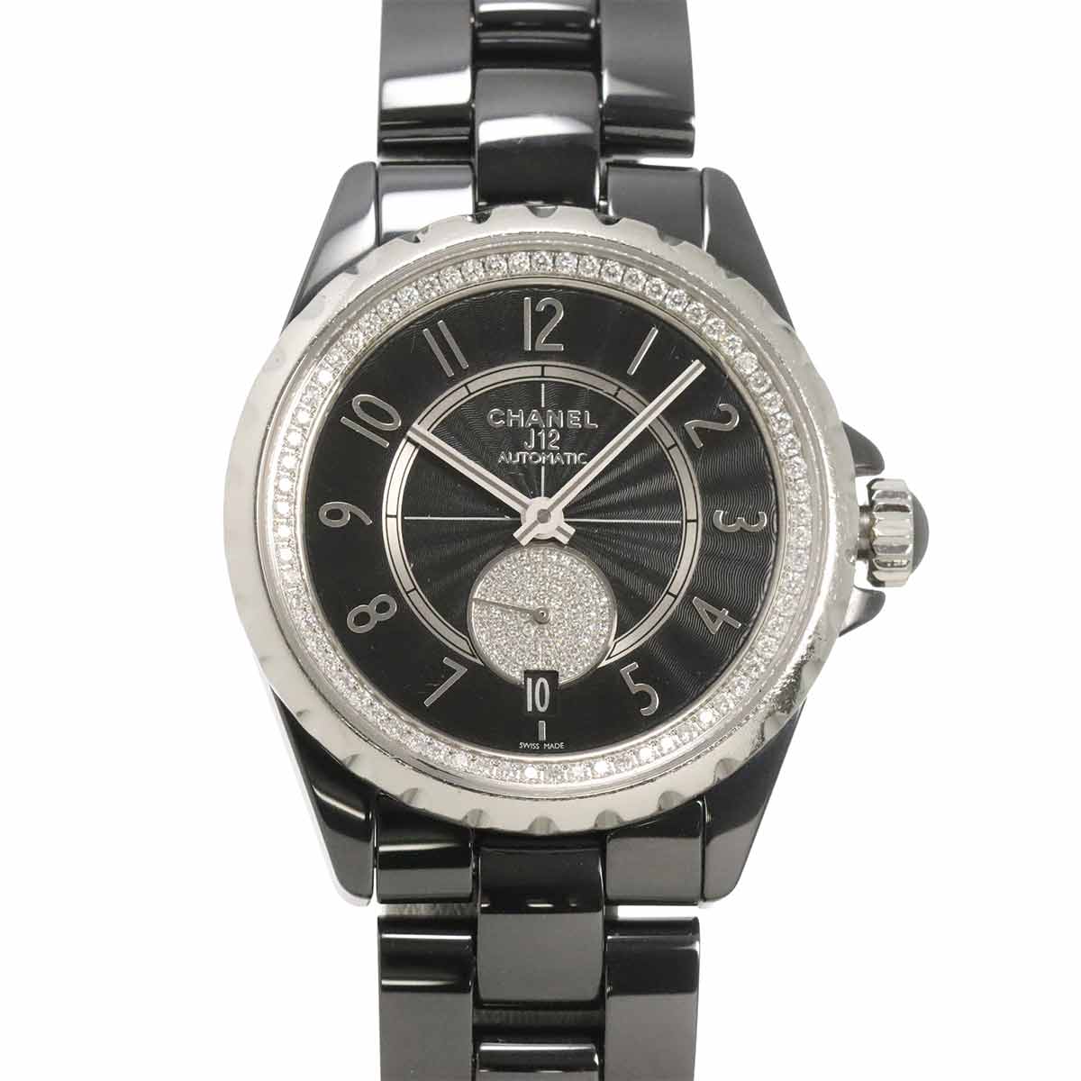 J12 365 H3840 Date Automatic Diamosd Black Dial Mens Watch