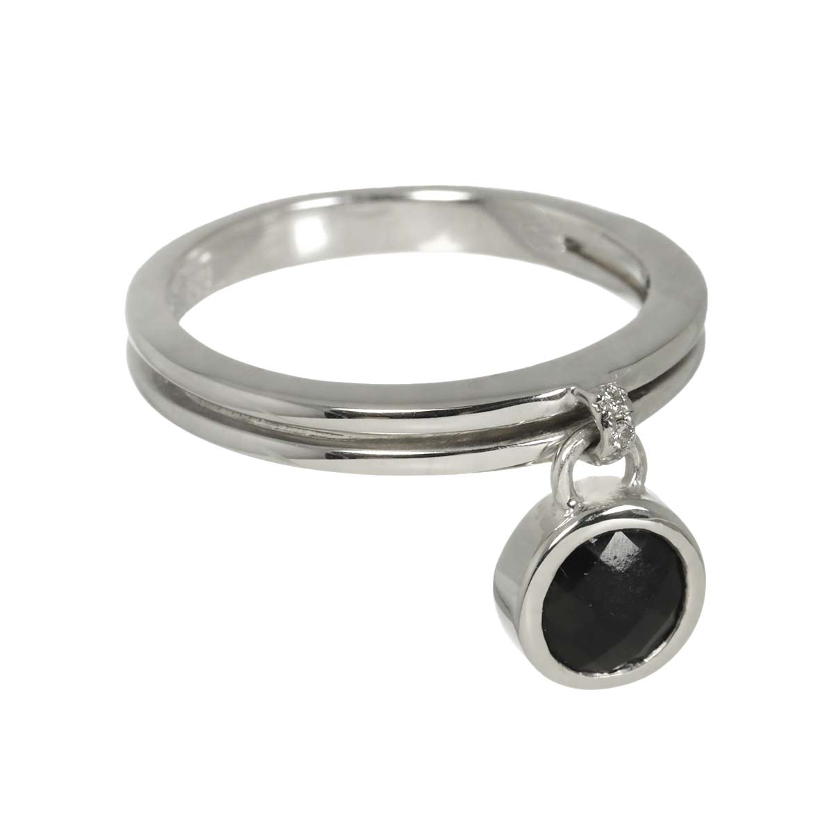 Onyx MOP Diamond Ring K18 White Gold 750 Size7.5(US)