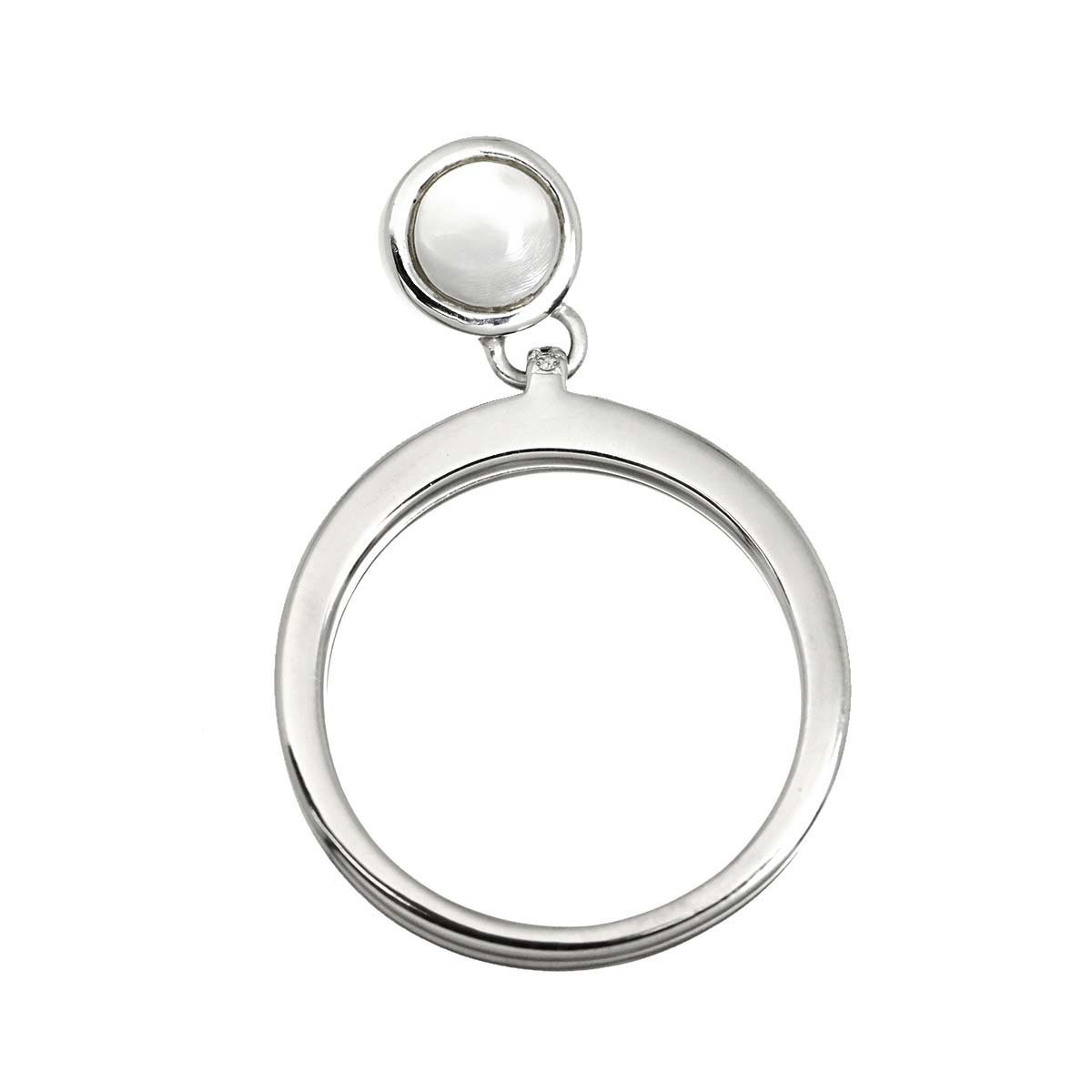 Onyx MOP Diamond Ring K18 White Gold 750 Size7.5(US)