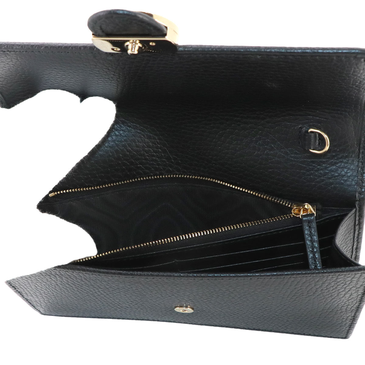 Interlocking G Chain Wallet Leather Black 615523