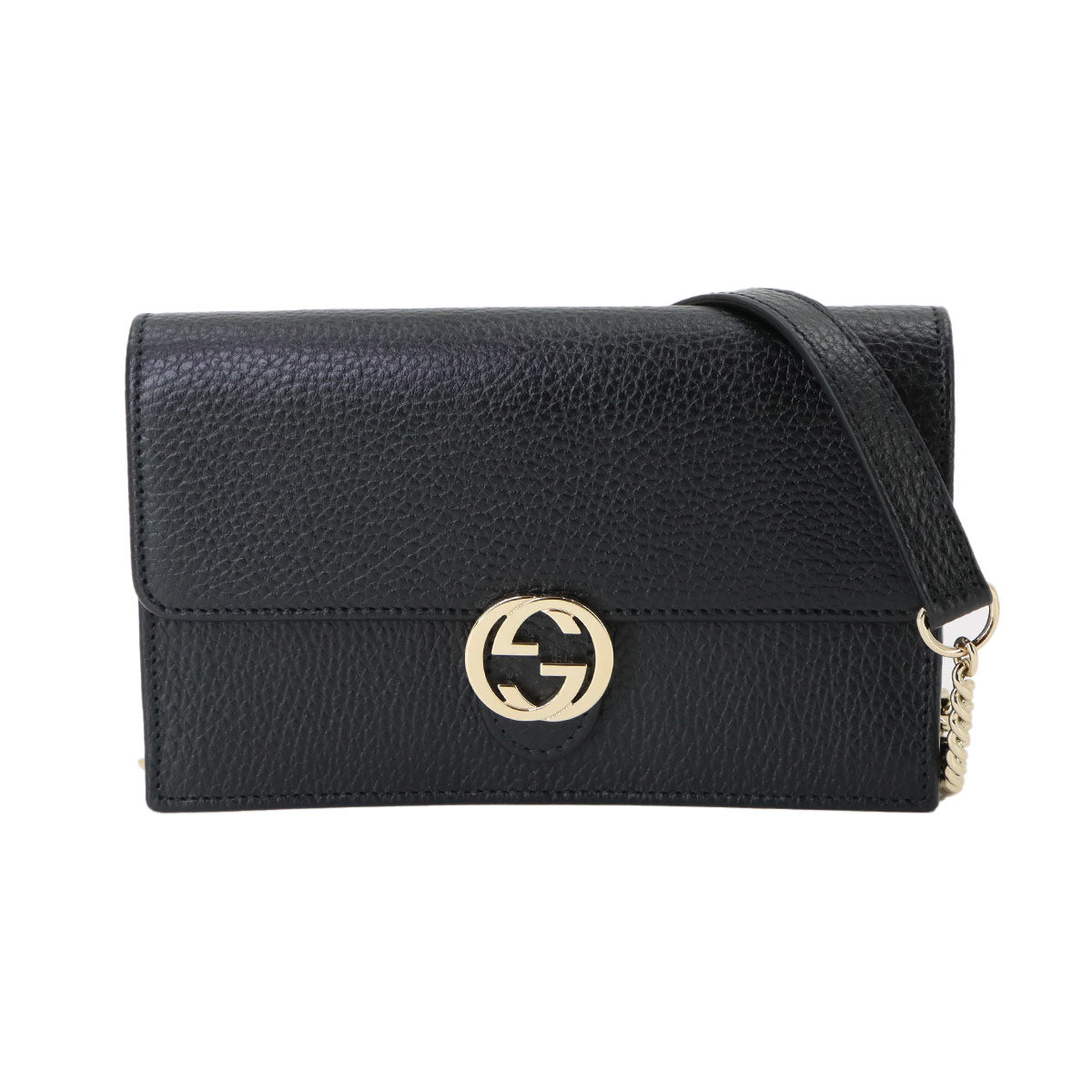 Interlocking G Chain Wallet Leather Black 615523