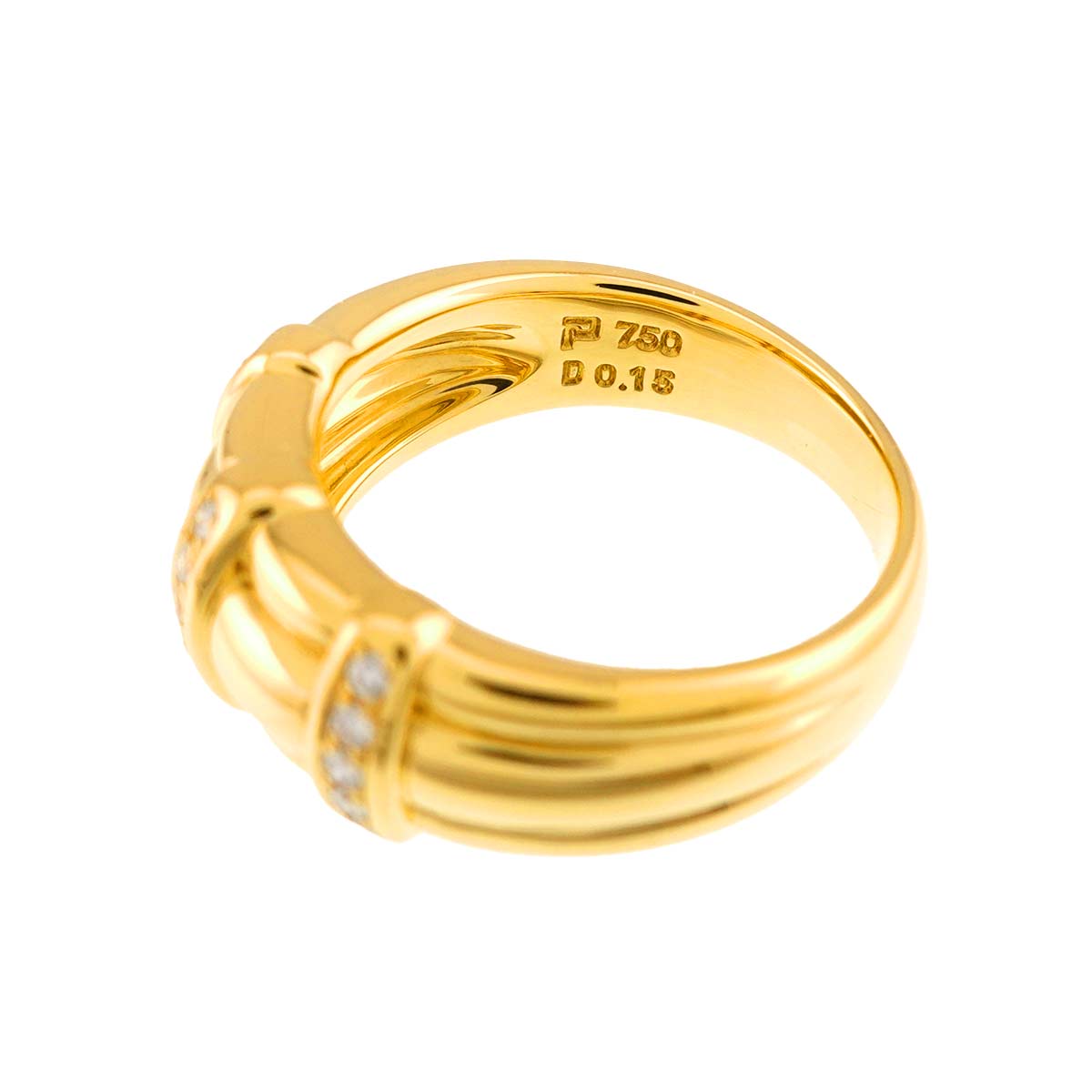 Diamond 0.15ct Ring 18K YG 750 Size7.25(US)