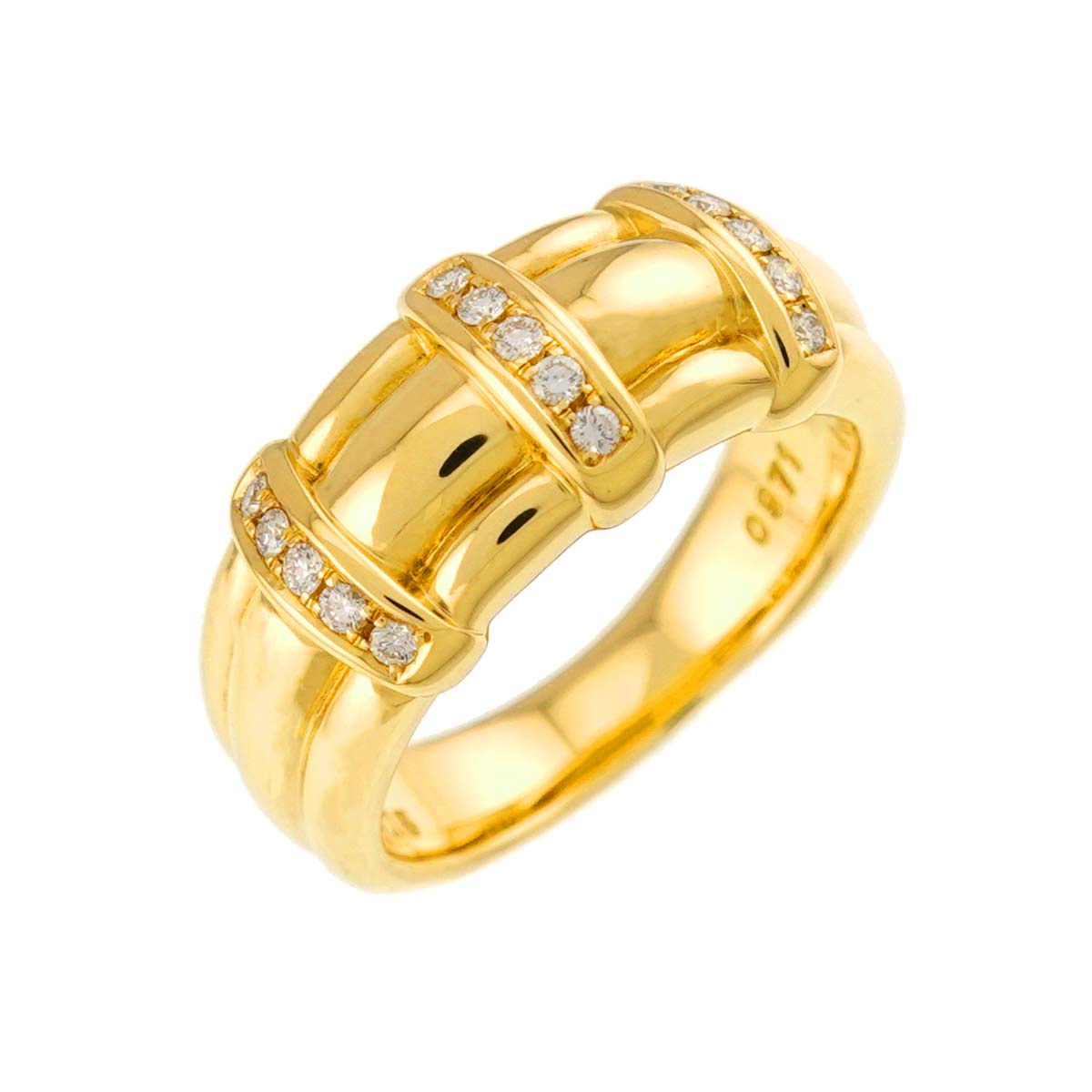 Diamond 0.15ct Ring 18K YG 750 Size7.25(US)