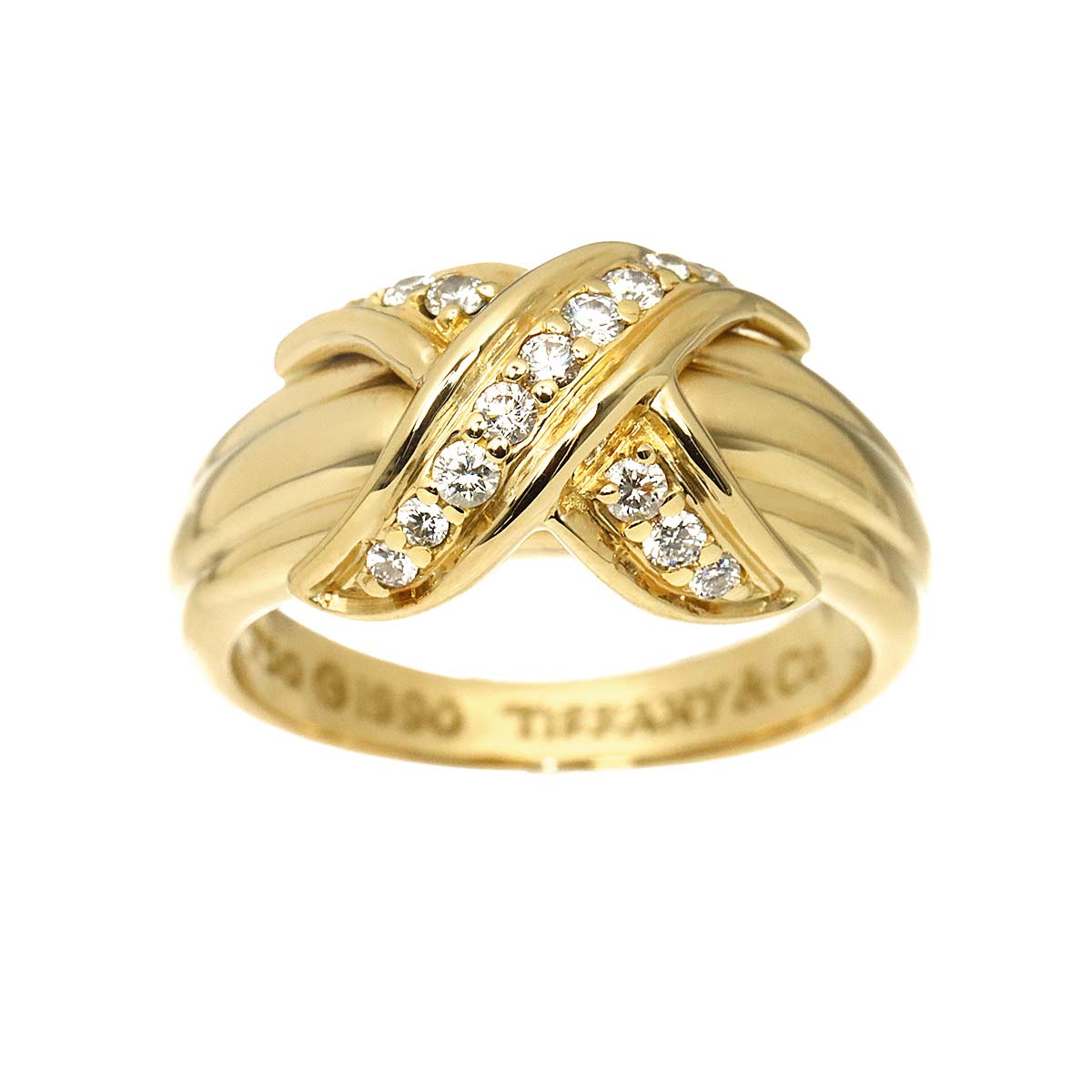 Signature Diamond Ring 18K YG 750 Size4.75-5(US)