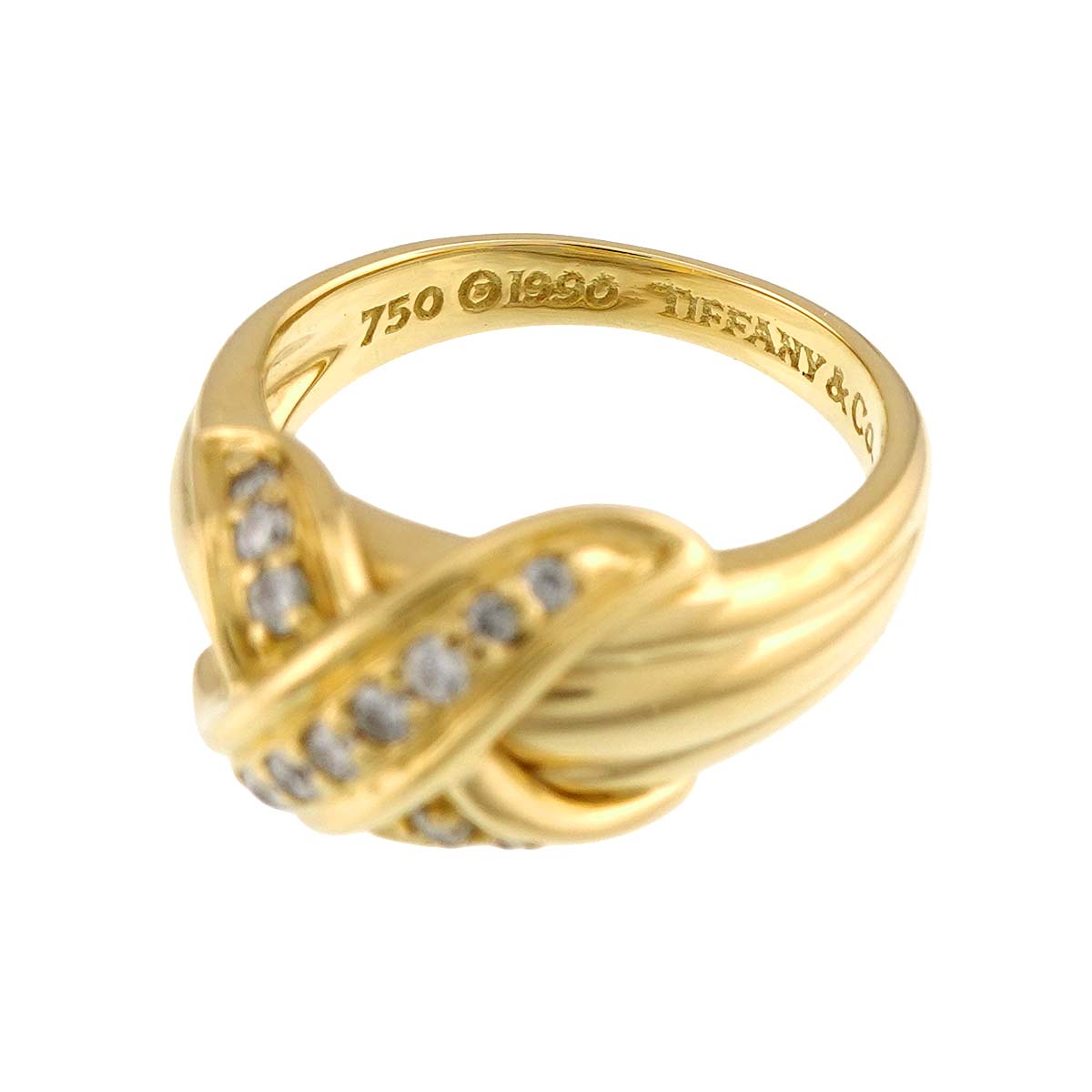 Signature Diamond Ring 18K YG 750 Size4.75-5(US)