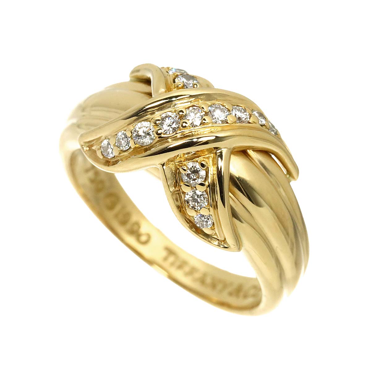Signature Diamond Ring 18K YG 750 Size4.75-5(US)