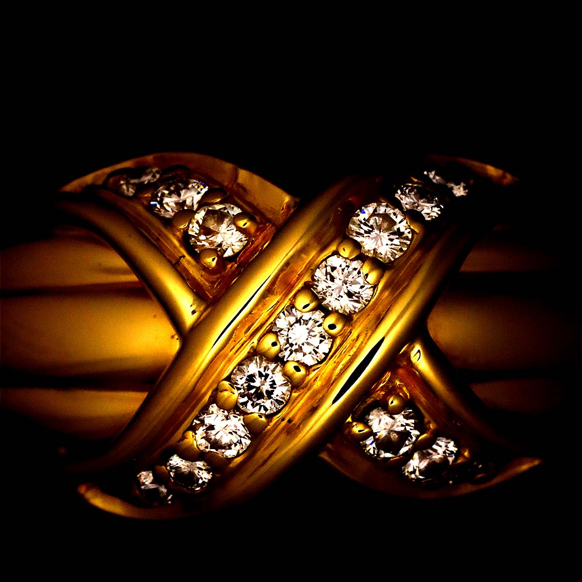 Signature Diamond Ring 18K YG 750 Size4.75-5(US)