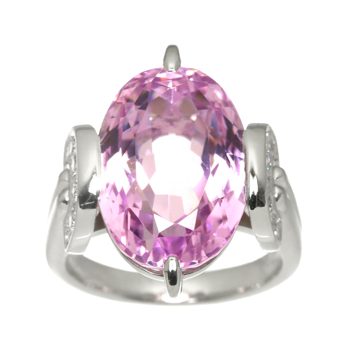 Morganite 14.65ct Diamond 0.26ct Ring Pt size6-6.25(US)