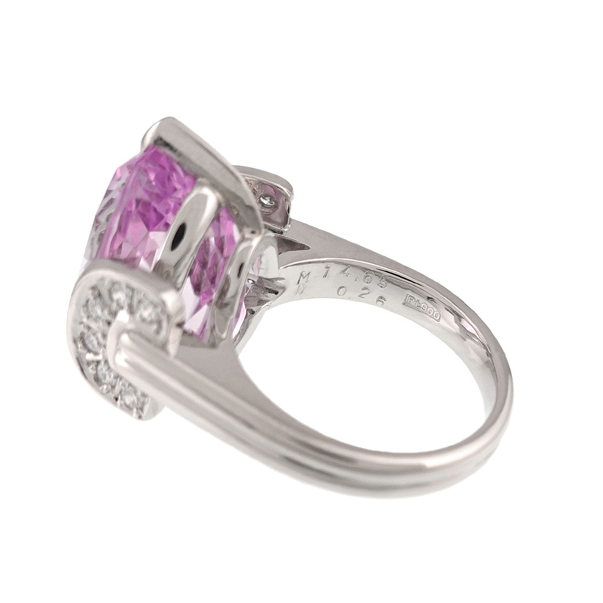 Morganite 14.65ct Diamond 0.26ct Ring Pt size6-6.25(US)