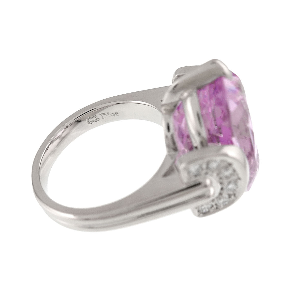 Morganite 14.65ct Diamond 0.26ct Ring Pt size6-6.25(US)