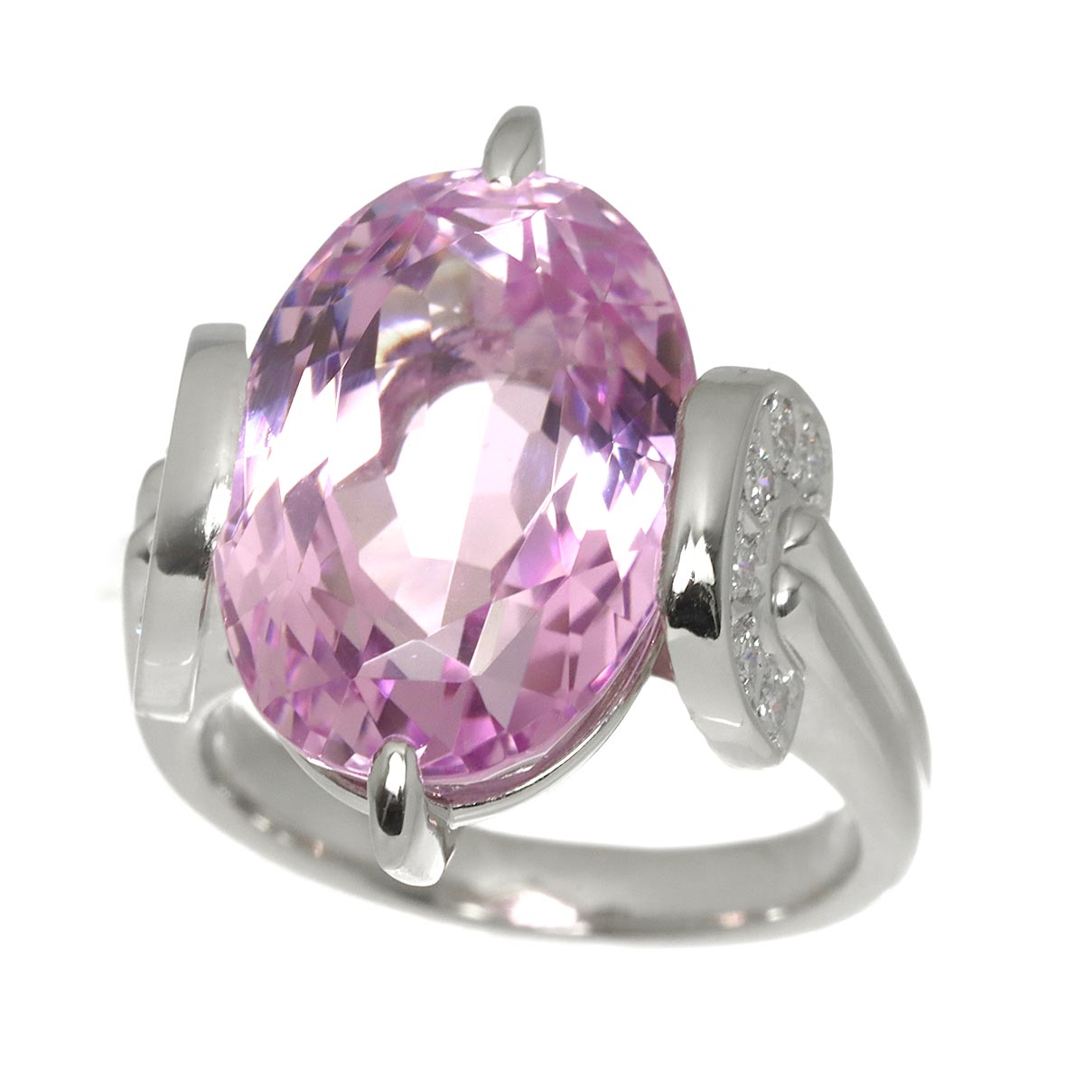 Morganite 14.65ct Diamond 0.26ct Ring Pt size6-6.25(US)