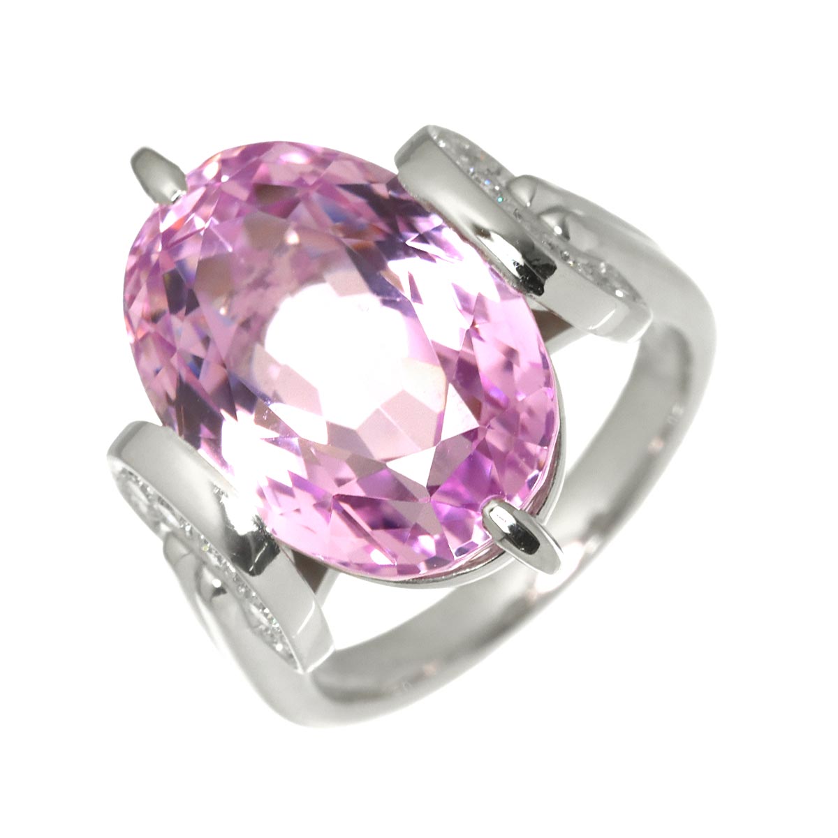 Morganite 14.65ct Diamond 0.26ct Ring Pt size6-6.25(US)
