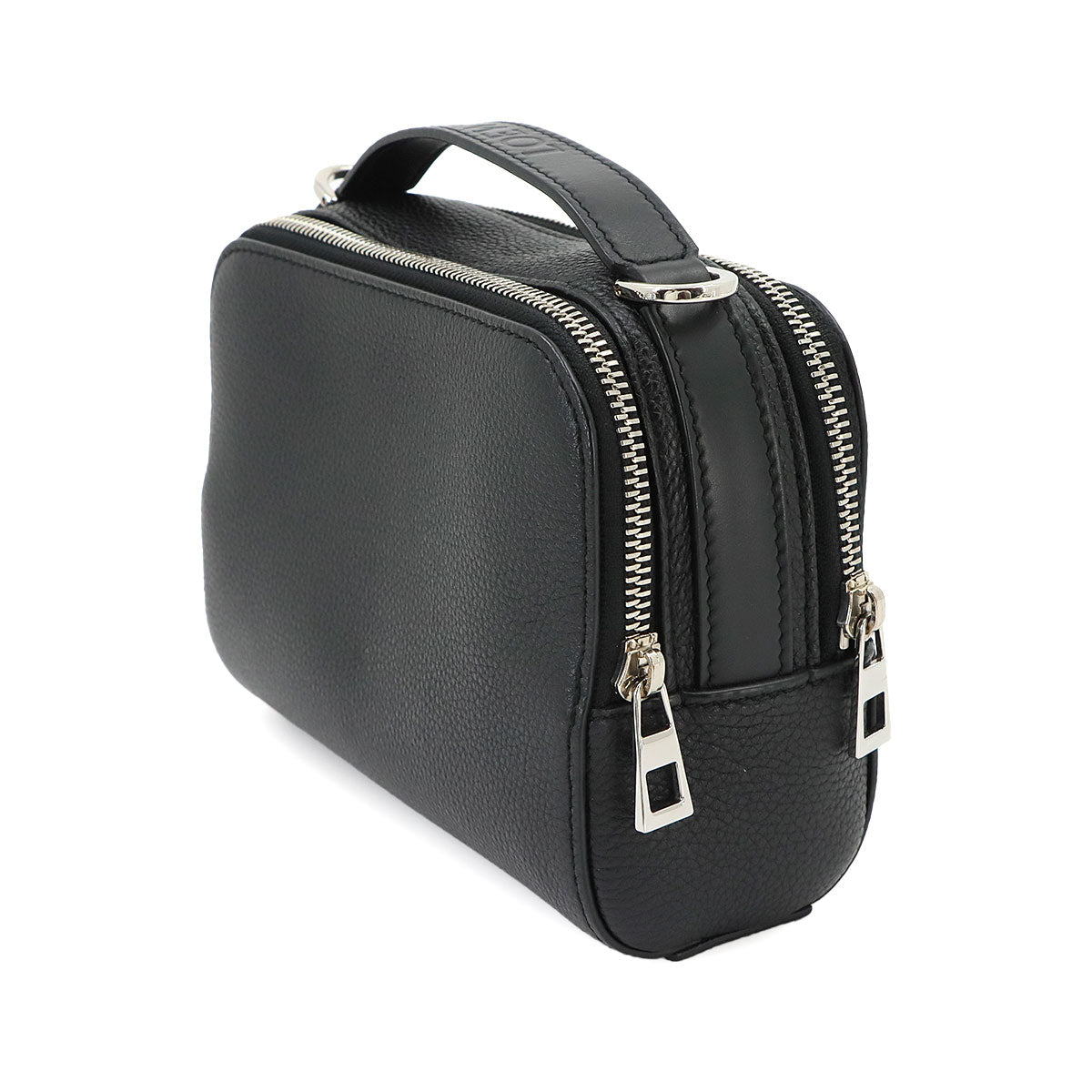 Mini Crossbody Camera Bag Hand Shoulder Bag Leather Black Anagram
