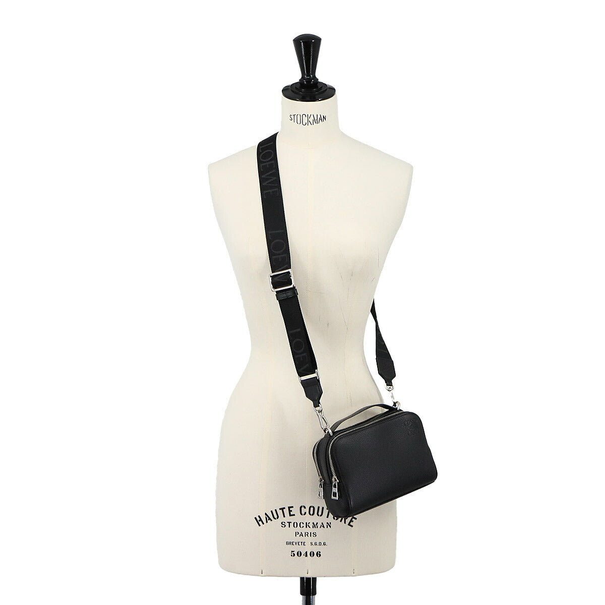 Mini Crossbody Camera Bag Hand Shoulder Bag Leather Black Anagram