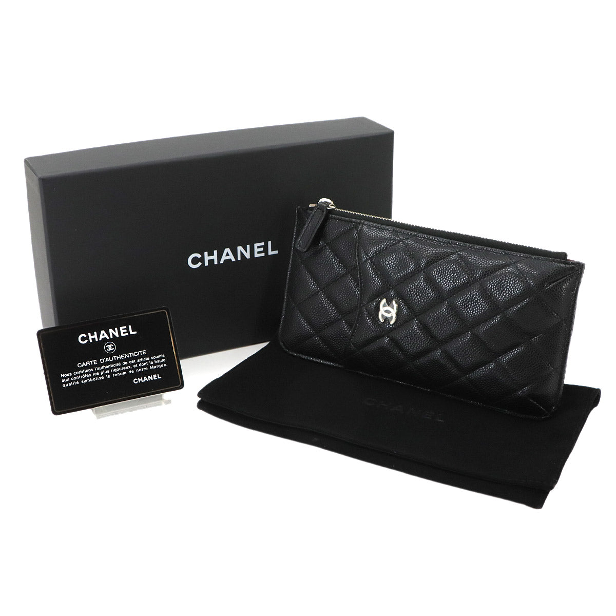 Matelasse Pouch Leather Black AP0225 Purse